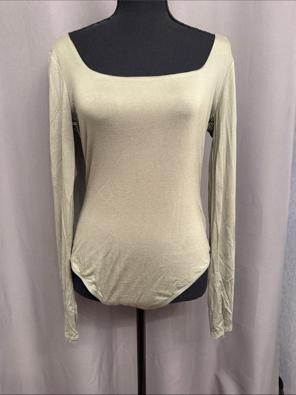 Lulu's Long Sleeve Square Neck Bodysuit in Sage